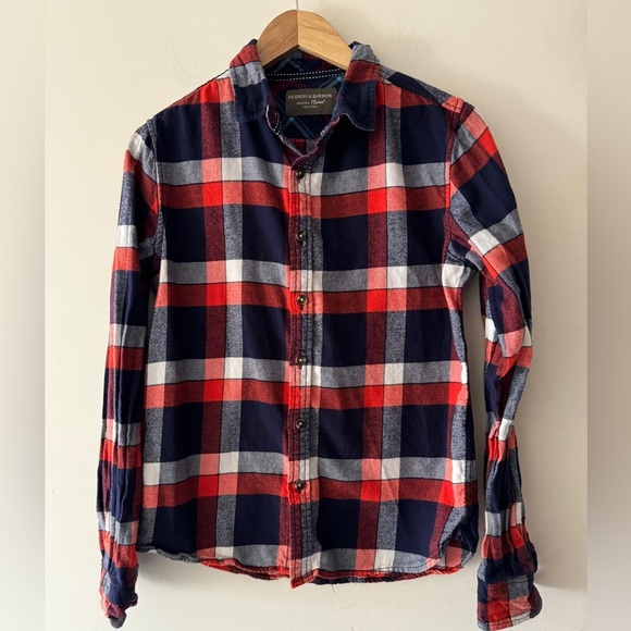 Hudson & Barrow Plaid Blue and Red 100% Cotton Mountain Flannel - Picture 1 of 6